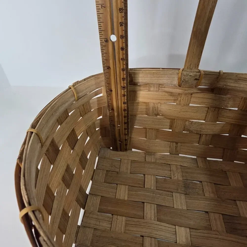 Rustic Woven Wood Splint Basket Blackberry Farmhouse Cottagecore Handle 12